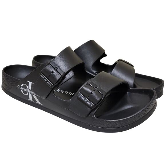 Calvin Klein Jeans Men Zion Wide Strap Footbed Slide Sandals Size US 11M Black main image 5